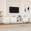 2 Doors, 2 Drawers, 2 Open Compartments, TV Shelf for Televisions Up To 80 Inches, Modern TV Board Lowboard Living Room, Dining Room, White, 190cm