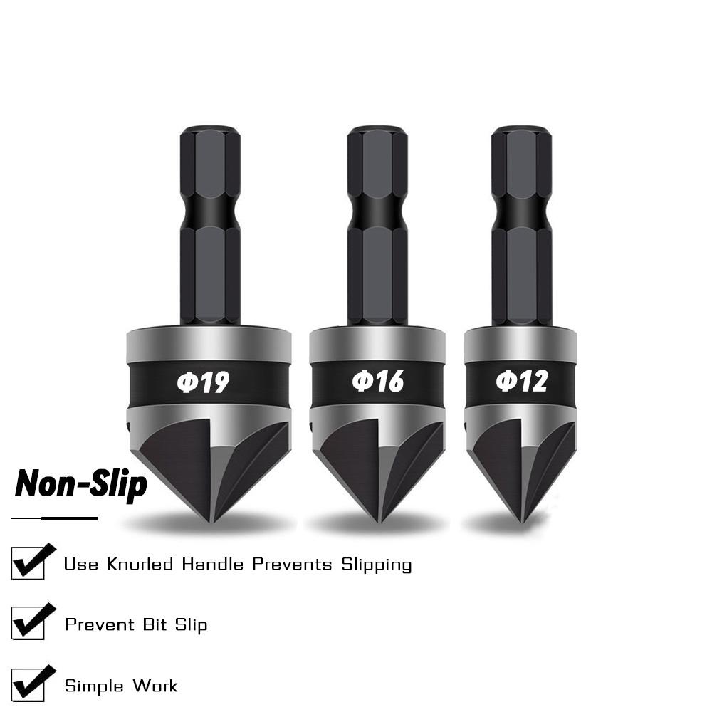 HSS Chamfer Drill Set 90 Degrees Countersink Boring Bit For Woodworking Quick Change Countersunk Hex Shank Carbon Steel Tools