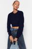 Women's Elegance Style Sweater Black Super Crop Basic Knitwear Sweater