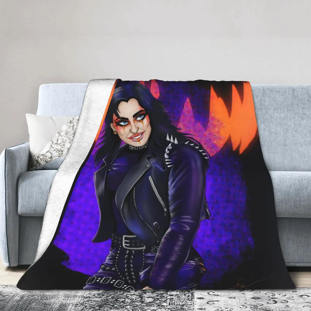 Rhea Ripley Wrestler Flannel Blanket Winter Warm Soft Throw for Kids Living Room Aesthetic Bedspread Sofa Bed Cover