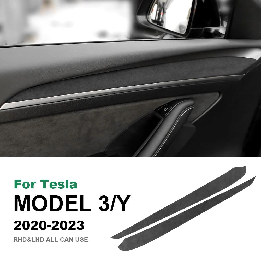 Suede Interior Door Handle Panel Trim Cover for Tesla Model 3 2020-2023 Model Y 2020-2024