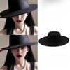New Retro Imitation Wool Hat for Women Solid Color Versatile French Top Hat British Large Brim Dome Concave Felt Hat