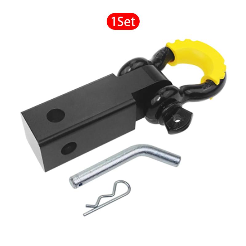 2" Shackle Receiver Recovery Shackle Block Double Hole Powder Coat RED Hitch Receiver Block Includes Hitch Pin D-Ring For SUV
