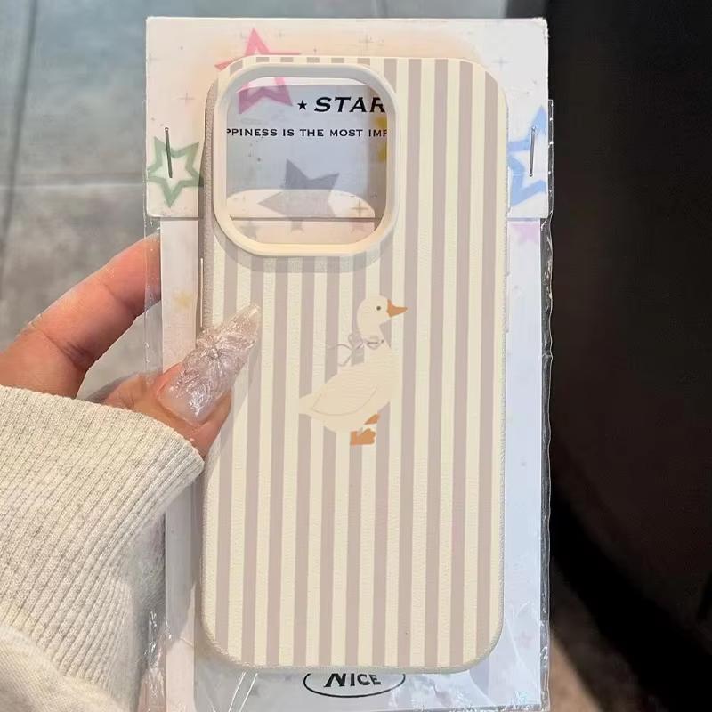 Милый Чехол для Телефона с Узором Утки для iPhone 17 Pro Max 17Air Чехол iPhone 16 15 14 13 12 11 Pro Max 16e X XR XS Ударопрочный Мягкий Чехол