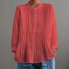 Женская свободная рубашка с длинным рукавом, воротником-стойкой и пуговицами с передними складками
