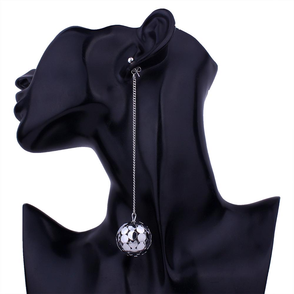 Metal Hollow-out Ball Earrings Long-Style Paillette Eardrop Stylish Ornament Birthday Festival Gift