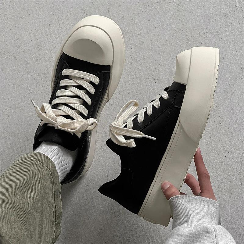 Мода Мода Натуральная Кожа Мужские Кроссовки на Толстой Подошве Классические Повседневные Удобные Оксфорды Уличная Нескользящая Обувь для Ходьбы Размер 38-46