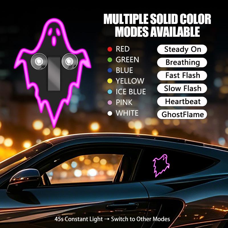 Ghost Car Solar Illusion Atmosphere Light Interior Triangle Window LED Wireless Car Neon Light Decoration Universal Neon Lights 4
