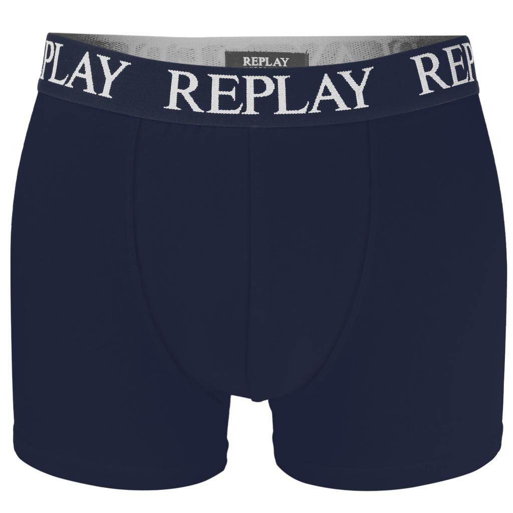 Replay Мужские боксеры Темно-синий Серый N139 Хлопок Логотип 2 шт.