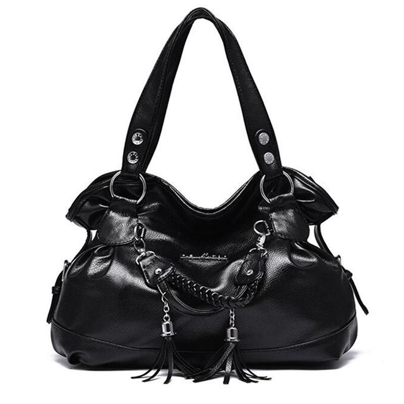 Yogodlns Women PU Leather Tassel Handbags Shoulder Bag Big Tote Purse New Fashion Messenger Bags