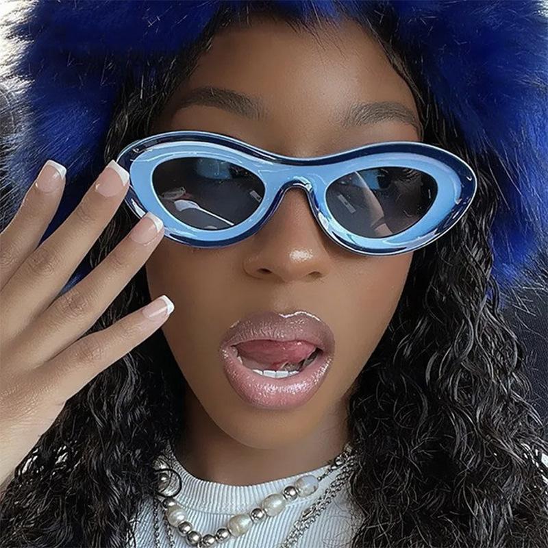 Y2K Millennium Style Oval Sunglasses, Colorful Thick Frames, Personality Trend, Uv400 Sun Protection Sunglasses 13094