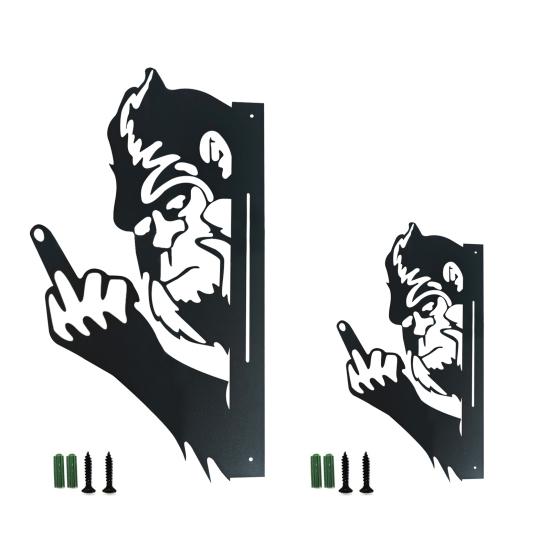 Peek-a-Boo Sasquatch металлический знак двухсторонний силуэт выглядывающего животного средний палец Sasquatch садовый художественный знак для наружной стены дерево забор декор
