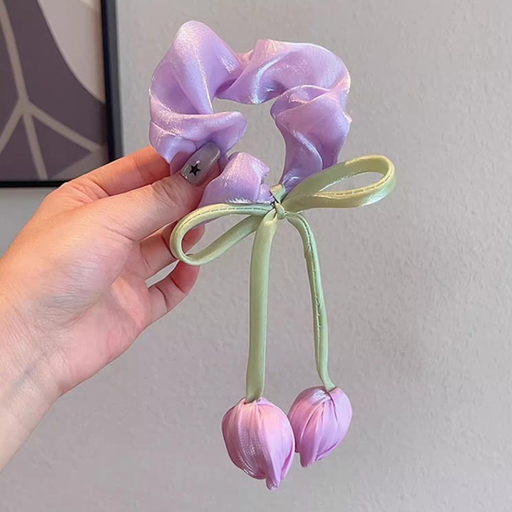 Japanese Korean Style Tulip Scrunchies Sweet Versatile High Grade Hair Ties Handmade Ponytail Hair Accessories