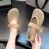 Casual Single Shoes Women's 2025 Spring New One-word with Rhinestone Flat-soled Single Shoes Mary Jane Fashion Women's Shoes