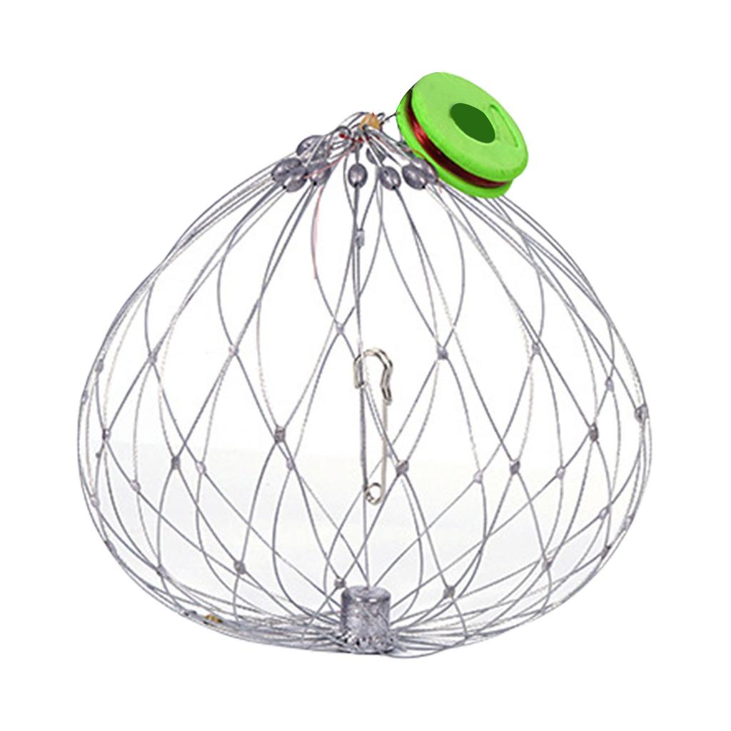 Saltwater Fishing Crab Trap Stainless Steel Cage Adjustable Crab Trap Cage With Auto Deploying Fishing Gear Accessory