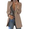 Women Suit Coat Lapel Long Sleeve Open Front Suit Jacket with Pockets Slim Fit Solid Color Business Office Lady Outwear