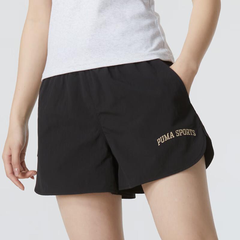 Puma Solid Color Comfortable Loose Breathable Mid Waist Casual Shorts Women Shorts Black 630357-01