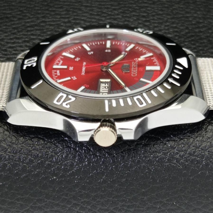 МУЖСКИЕ ВОССТАНОВЛЕННЫЕ SEIKO 5 JAPAN 6309A АВТОМАТИЧЕСКИЕ НАРУЧНЫЕ ЧАСЫ С КРАСНЫМ ЦИФЕРБЛАТОМ a426508-2