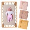 100% Cotton Crinkle Muslin Fitted Crib Sheet  for Infant Baby Soft Breathable Solid Color Baby Bassinet Mattress Cover Bedding