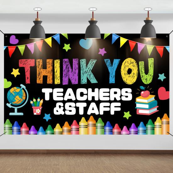 Баннер-фон для Недели признательности учителям. Спасибо учителям и сотрудникам. Украшение фона на День учителя. Декор для классной комнаты, школы, офиса.