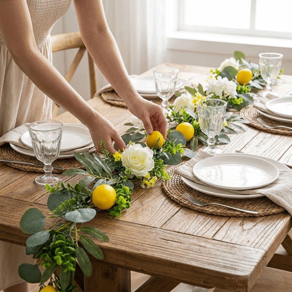 Realistic Artificial Lemon Garland Eucalyptus Leaves Simulation Lemon Vine Kitchen Decor