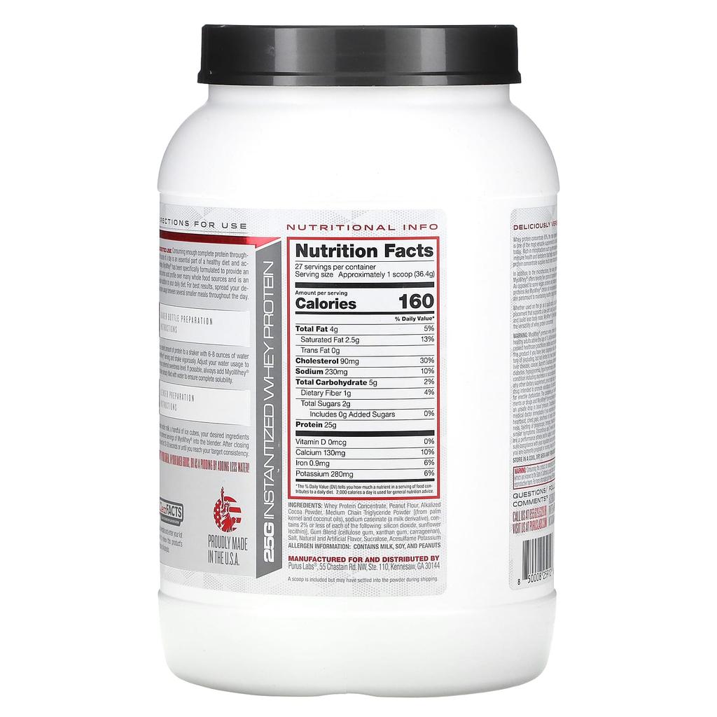 Purus Labs Серия Foundation, MyoWhey, Шоколадное арахисовое масло, 2,2 фунта (1 кг)