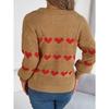 Women's Autumn and Winter Casual Lantern Sleeve Color Collision Heart Pullover Sweater