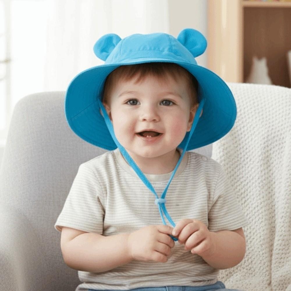 Cartoon Bear Kids Sunshade Bucket Cap Breathable Folding Baby Sun Hat Children Fisherman Hat Girls