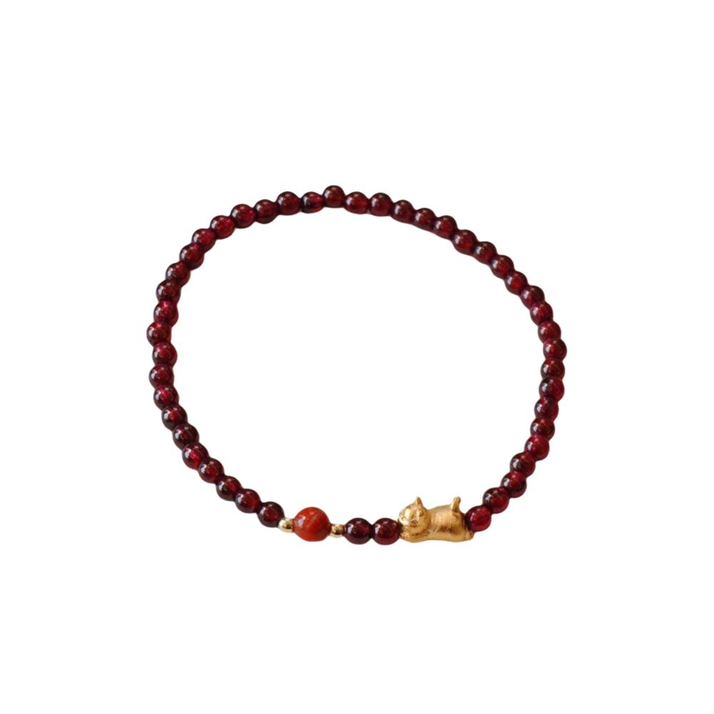 Браслет с позолотой, имитация граната, красный бисер, браслет-нить на руку, исцеляющий кристалл