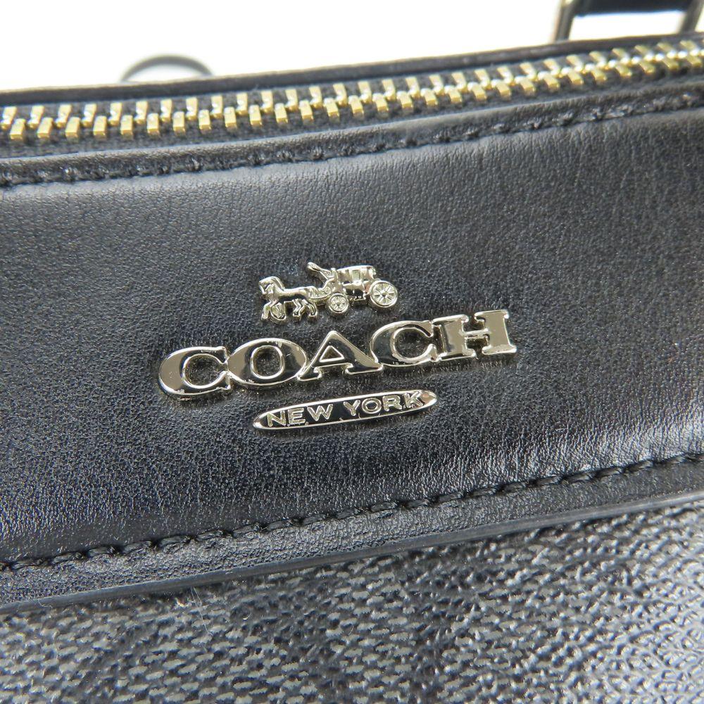 Подержанная сумка COACH F32203 Signature ПВХ с покрытием/кожа серая черная На плечо