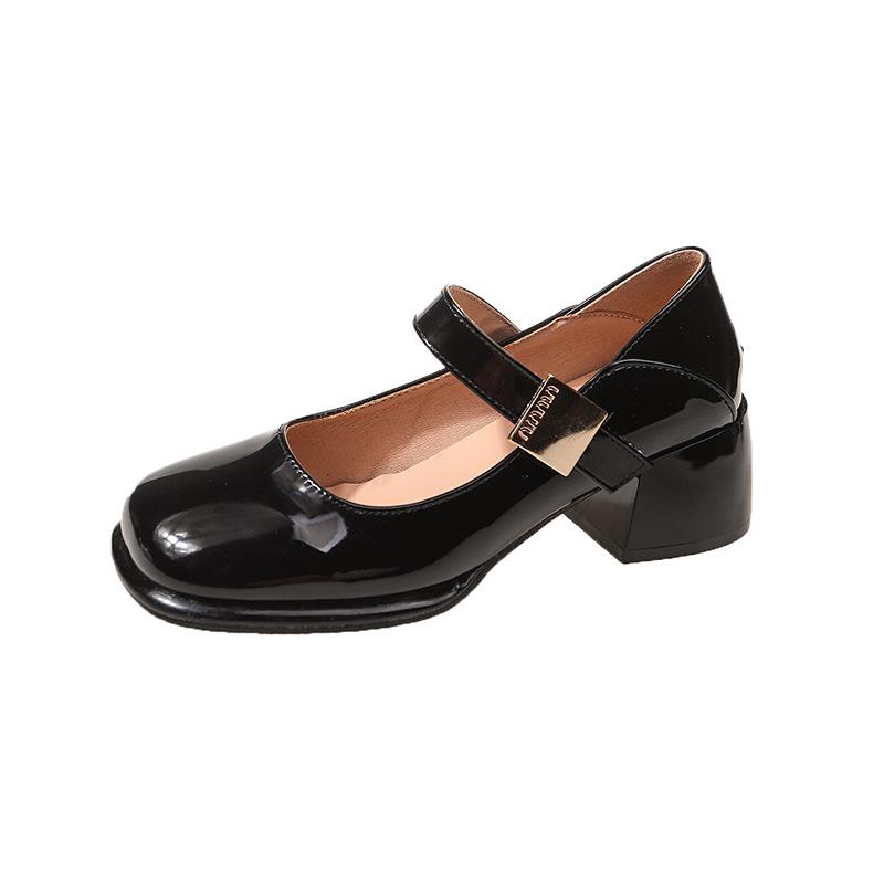 Туфли на толстом каблуке, женские с юбкой, туфли на среднем каблуке, туфли Мэри Джейн с неглубоким носком, женские весенние туфли из кожи, женская модная обувь