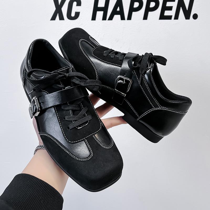 Туфли дерби мужские кожаные туфли кожаные низкие ботинки Martin простые толстые подошвы черные туфли для повседневного ношения 14707-A