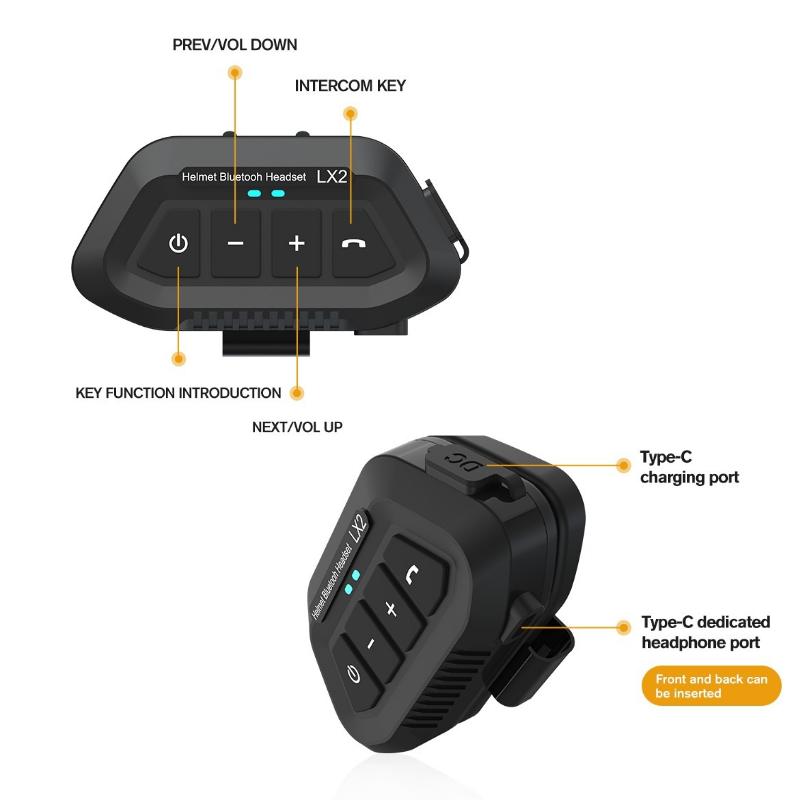 LX2 Bluetooth-гарнитура для мотоциклетного шлема, наушники с микрофоном для 2 гонщиков, Bluetooth-стереонаушники, громкая связь, мото-коммуникатор, динамик, гарнитура, байкерская гарнитура