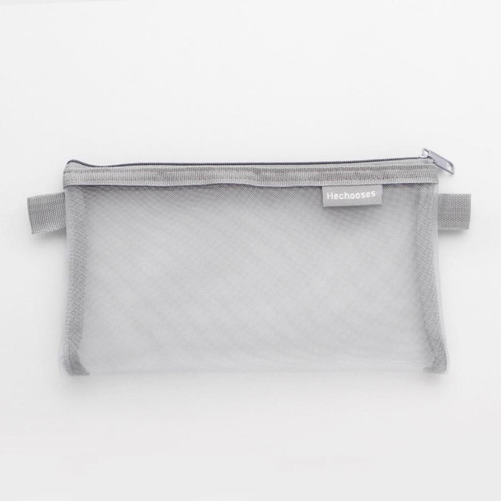 (Great home)Multifunctional Mesh Pen Bag Zipper Mesh Bags Clear Pencil Case Organizer Cosmetics Makeup Bag