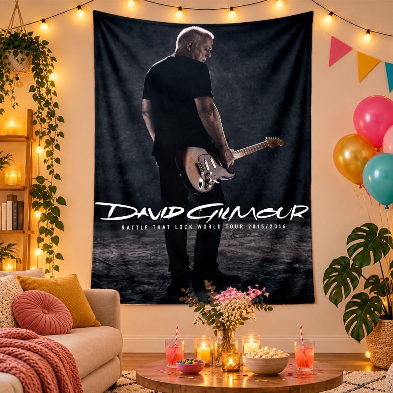 Polyester Wall Tapestry with David Gilmour Design, Decorative Hanging for Bedroom Living Room Dorm