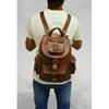 Goat Genuine Leather Large Men's Vintage Backpack Travel Rucksack Laptop Gym Bag