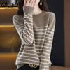Полосатый свитер осень-зима, повседневный свитер с длинными рукавами, блузка с круглым вырезом