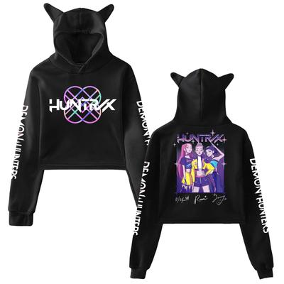 K-pop Истребитель демонов Укороченные топы Женский свитшот Длинный рукав Модная толстовка для девушек