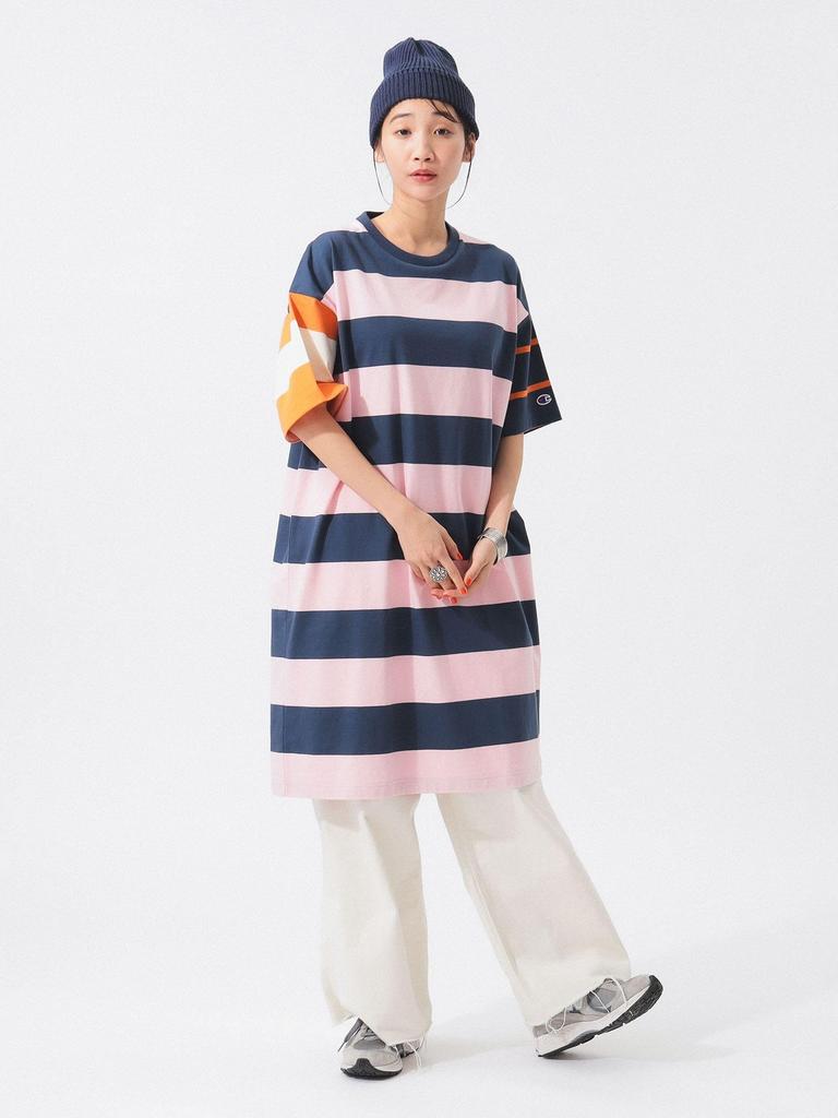 Платье Beams Boy [Специальный заказ] Платье Champion Border Crazy, женское, розовое, размер S