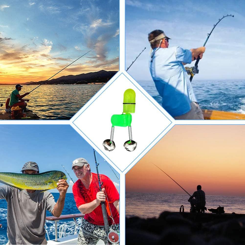 20pcs LED Night Fishing Rod Bite Bait Alarm Light with Double Bells Ring Fish Bite Alarm Indicator