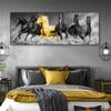 Шесть бегущих черных и золотых лошадей, животные, постеры и принты, художественная картина на холсте, настенная живопись для гостиной, классическая фреска без рамки