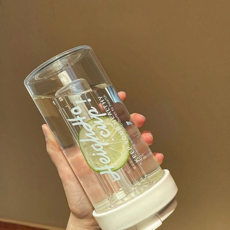 Бутылка для воды с трубочкой объемом 600 мл и фильтром для отделения чая, студенческая чашка для девочек, портативная пластиковая чашка большой емкости для лета