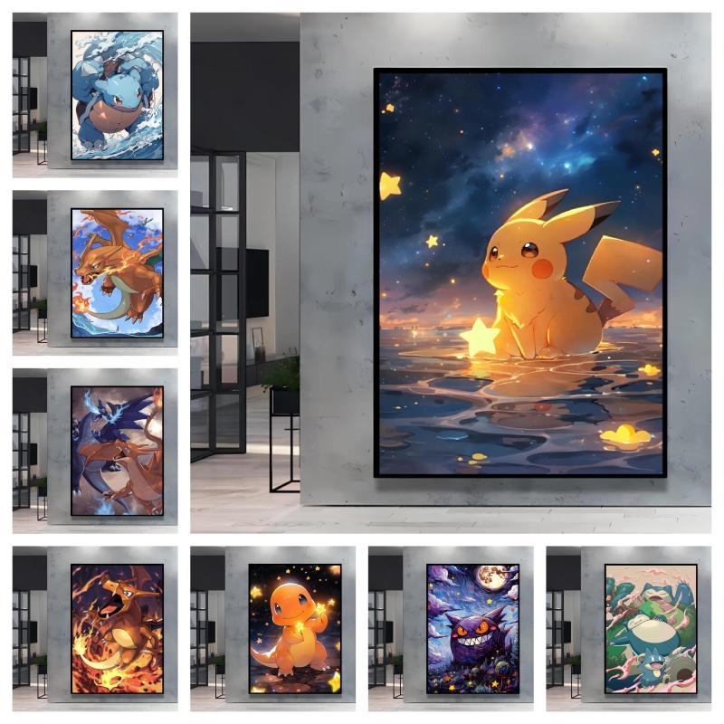 Adorable Pikachu Themed Home Wall Painting Printed on High Quality Canvas It's An Ideal Choice for Collection and Decoration