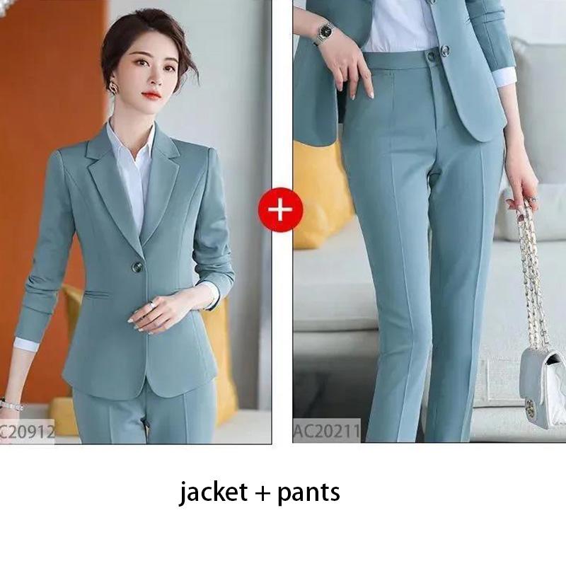 Однотонный профессиональный костюм, женский весенне-осенний темпераментный формальный комбинезон, куртка + брюки