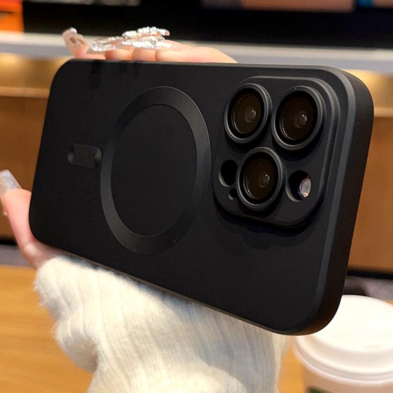 Роскошный чехол для телефона Magsafe с беспроводной зарядкой для Iphone 14 13 12 11 Pro Max Plus, мягкий магнитный матовый бампер, защитный чехол для объектива