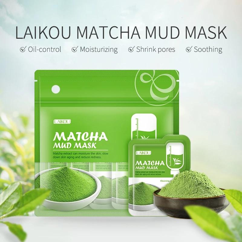 7pcs Matcha Green Clay Mud Face Mask Anti Wrinkle Night Facial Packs Dark Circle Moisturize Anti-Aging
