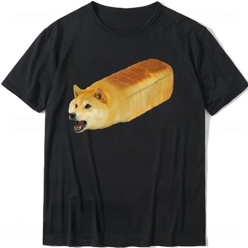 Смешная футболка с принтом Doge Bread Meme, обычные топы, футболка для женщин, летние мультяшные футболки
