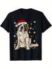 Saint Bernard Dog Santa Christmas Tree Lights Pajama Xmas T-Shirt