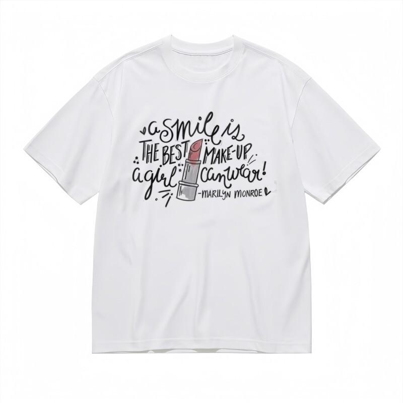 Women's Comfortable Classic T-Shirt Floral Quote with Lip Graphic Design Tee
