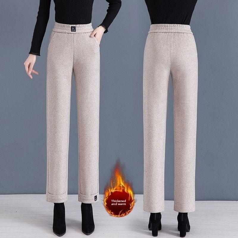 Herringbone velvet pants women's thickened autumn and winter new high waist winter thin loose nine-point pants women